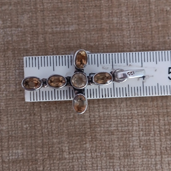 Sterling Silver Garnet and Sterling Silver Citrine Cross Pendants Set of 2 - Picture 11 of 13